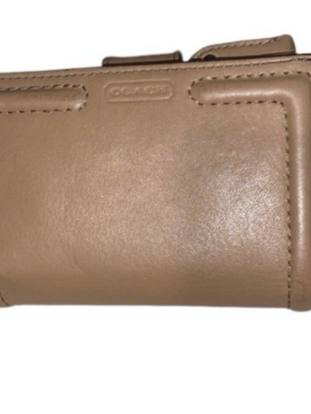 COACH Taupe Leather Buckle Continental Wallet - Picture 4 of 8